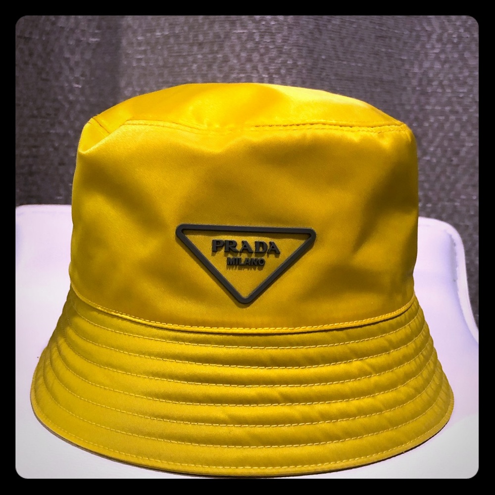 Prada nylon yellow bucket hat